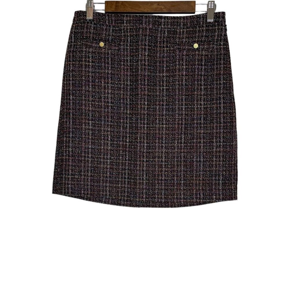 Ann Taylor Loft NWT Black Multicolored Lined Textured Short Skirt Size 6